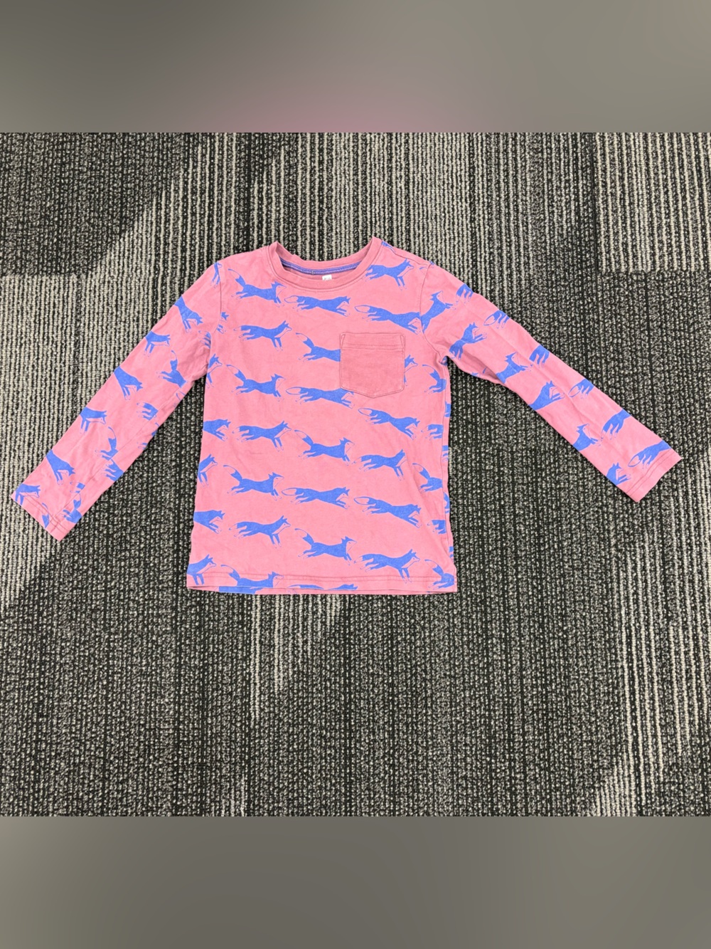 Tea Collection Pink Long Sleeve Top with Blue Fox Pattern